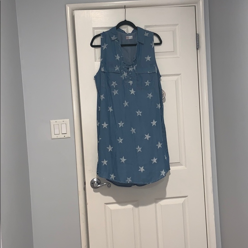 NEW Sleeveless Chambray Dress with Stars